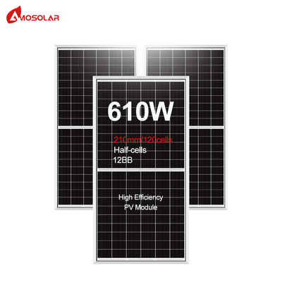 Amosolar 580W 590W 600W 610W Полурезанная солнечная панель с 3,2 мм низкожелезным закаленным стеклом