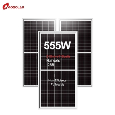 Амосолар Моно 535w-555w Солнечные панели с 182 мм PERC полуэлементами Принимают заказы OEM