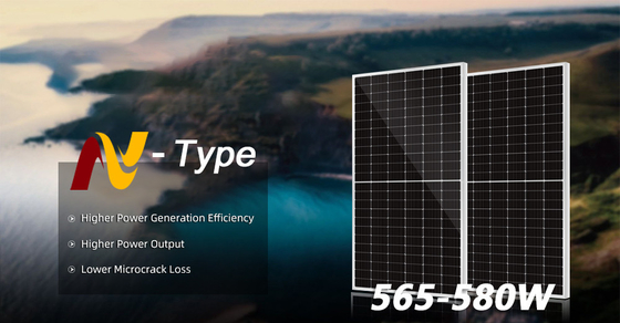 Полуэлементы моно 550w 575W 580W 590W N типа солнечные панели для крыши и IP68 соединительной коробки