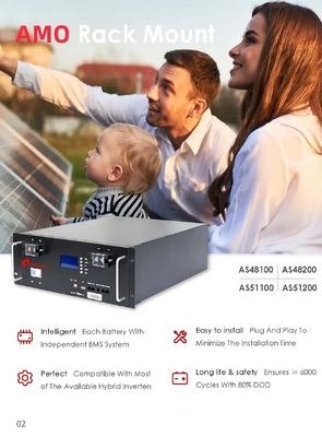 48V/51.2V LFP литийная батарея стойка для дома фотоэлектрической системы хранения энергии