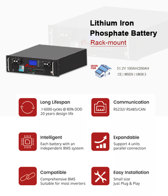 LiFePO4 аккумулятор 48v 51.2v 50ah 100ah 200ah многократная защита безопасная длительный срок службы для электрической энергии