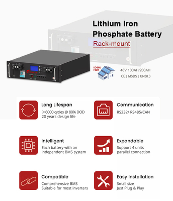 Электрическая энергия 10 Wh 6000 глубоких циклов 12V 24V 48V 51.2V 10kwh Lifepo4 батареи