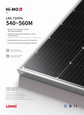 Longi Himo 5 Explorer LR5 72HGD 585W 590W 600W Бифациальные солнечные панели для стандартов
