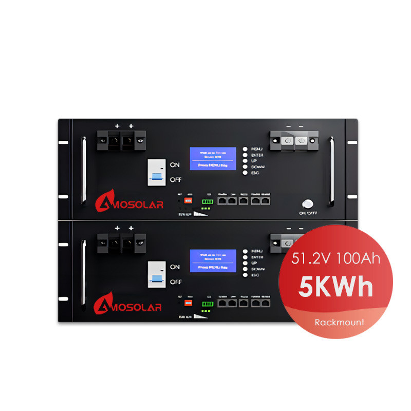 Amosolar 51.2V 100Ah 200Ah IP65 Solar Off Grid Inverter Rack Mount Lifepo4 Литий-ионная батарея